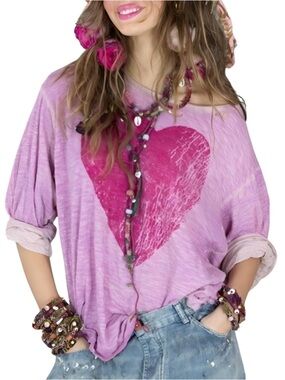Magnolia Pearl Pink Lavender Long Sleeve Tee with Heart Graphic